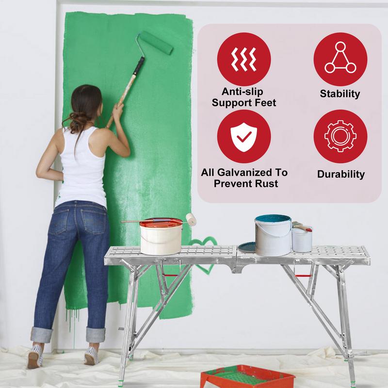 Scaffold Ladder Portable Steel Scaffolding Workbench Height Adjustable Anti-Slip Step Ladder Multi-functional Drywall Painting