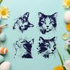 Cat Stencils for Painting Walls 4Pcs Kitten Pattern Hollow Molds Reusable for Home Decor and Scrapbooking DIY Crafts