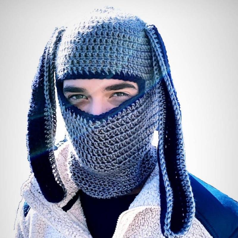 Crochet Halloween Party Funny Style Parent-child Horn Hat Ski Mask Woolen Hat