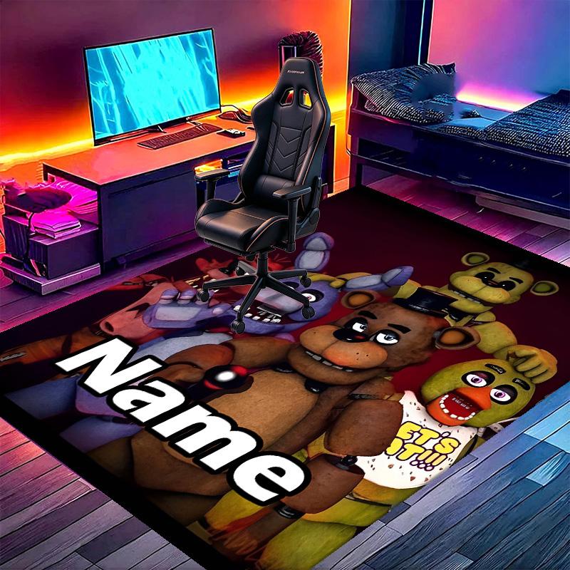 Custom Name Personalized Five Nights at Freddy's Print Carpet, Versatile Home Decor Rug, for Playroom, Apartment, Balcony, Entryway, Hallway Gift