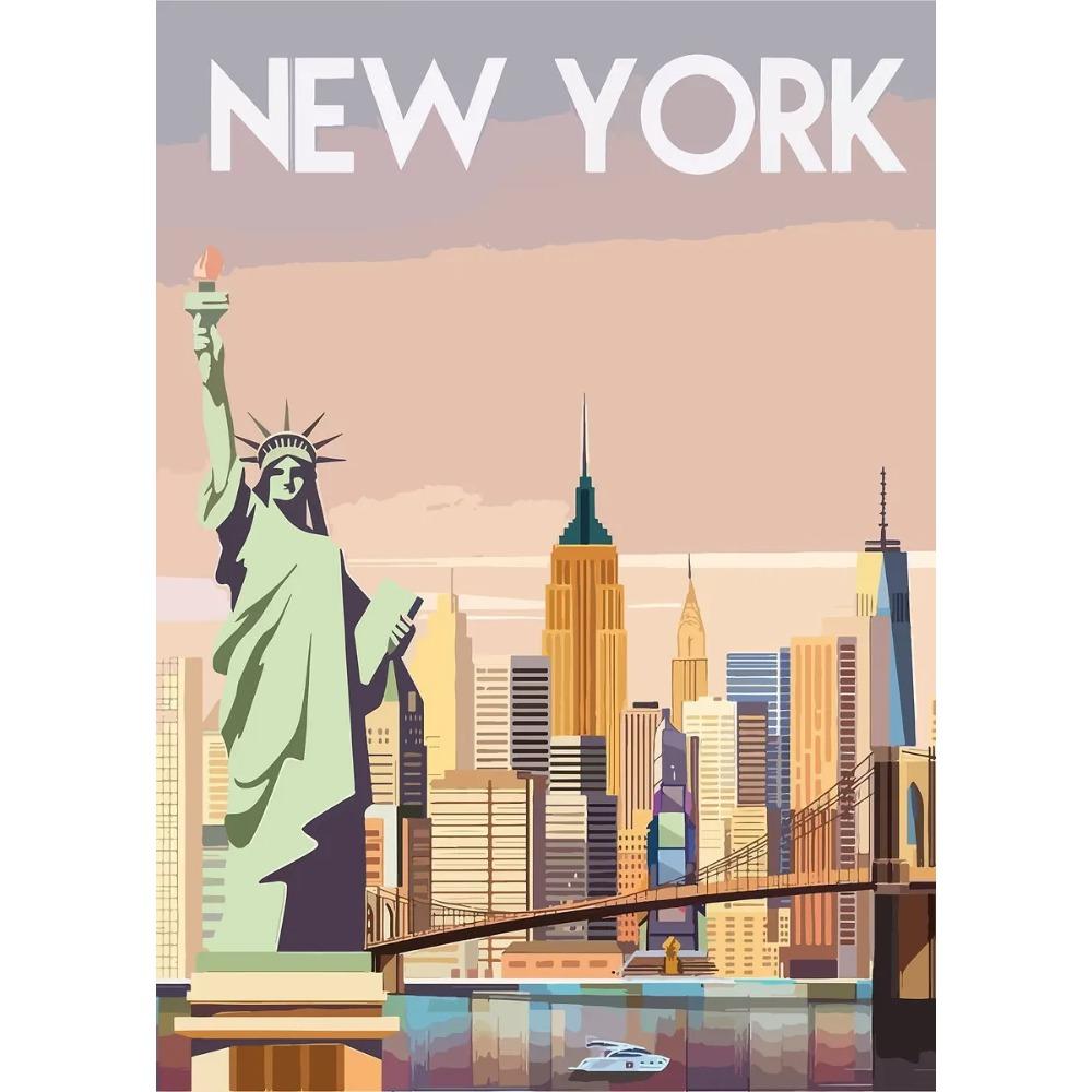 Retro Vibrant Cityscape Street Scene Posters London Double Decker Bus Prints Canvas Painting Wall Art Pictures Home Room Decor