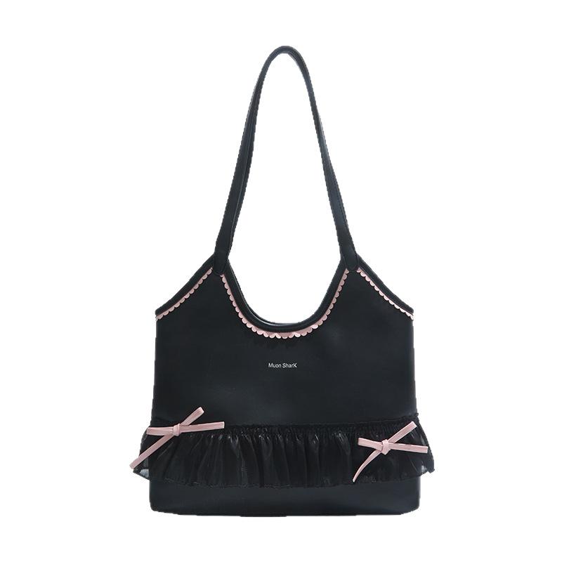 New Large-capacity Tote Bag Women's Casual Versatile Bow Underarm Bag Commuter Lace Shoulder Bag