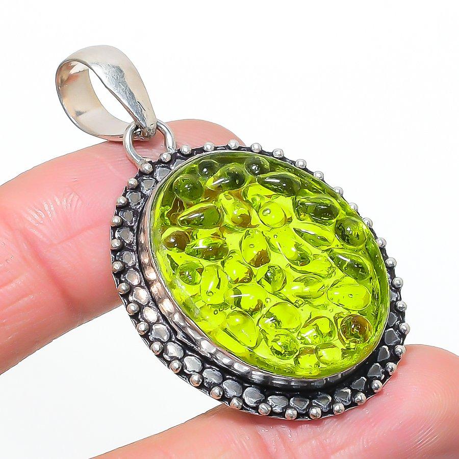 Natural Moldavite Quartz 925 Sterling Silver Jewelry Pendant 2.09 AP-14614