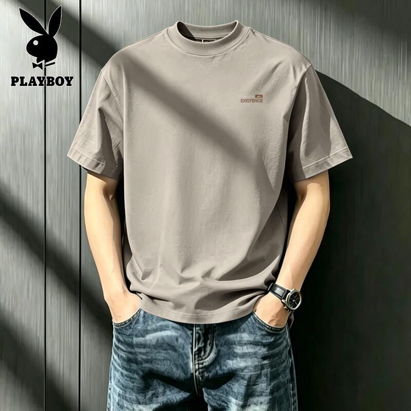 PLAYBOY Men's Loose Fit Pure Cotton Short Sleeve T-Shirt