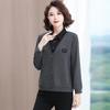2025 Spring/Fall Two-Piece Collar Long Sleeve Top for Middle-Aged and Elderly Women