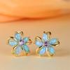 New hot-selling premium Opal cherry blossom stud earrings, luxury zircon sparkling earrings for women