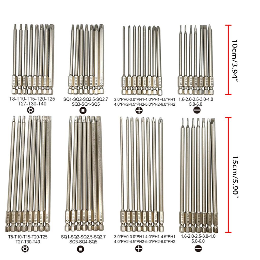 30 Pack 1/4 In Hex Shank Long Screwdriver Bit Set Power Tools Torx for Cross Squ