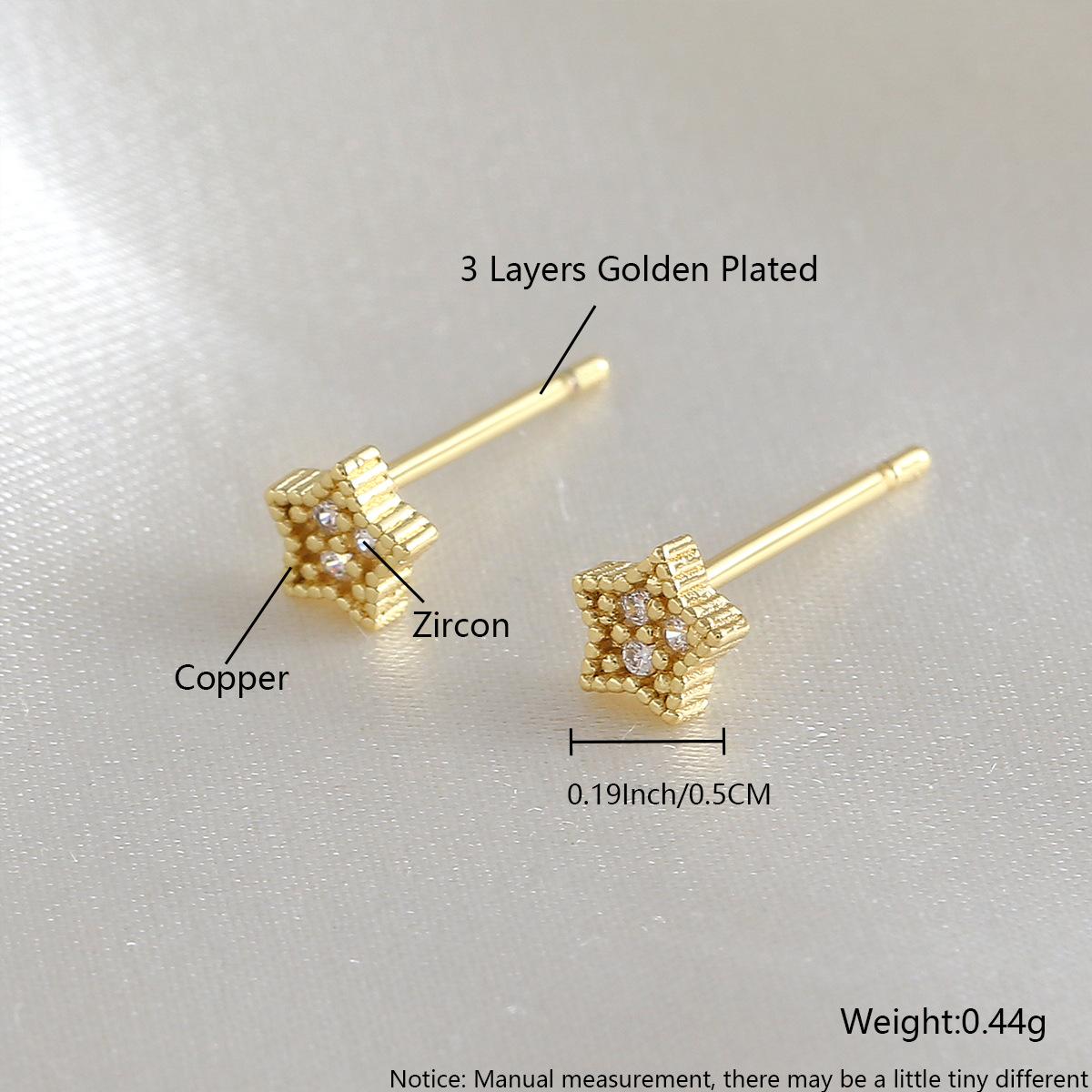Earring with Five-pointed Star Design, Versatile and Trendy Earrings, Luxurious and Exquisite Star-shaped Earrings, High-end. 5MM