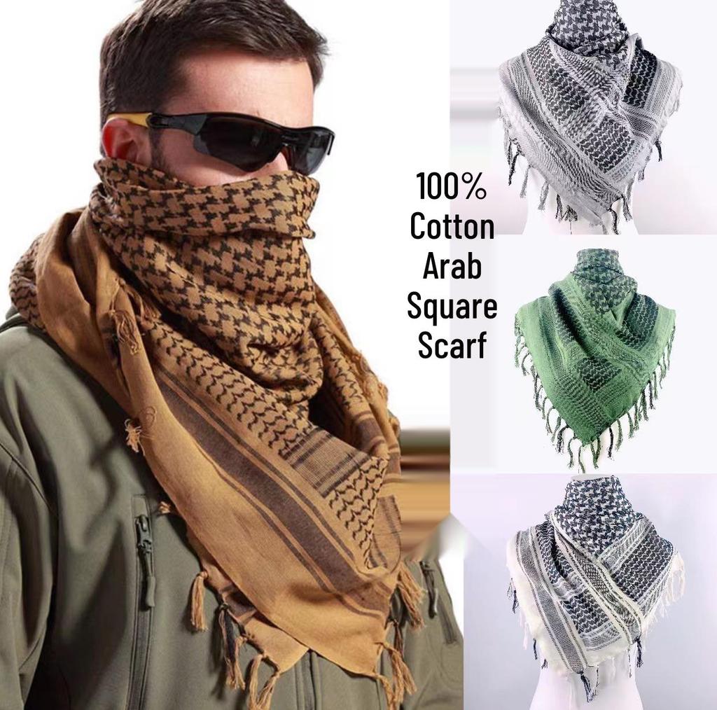 Cotton Camouflage Arab Headscarf & Outdoor Shawl Face Mask - Men's Jacquard Square Scarf