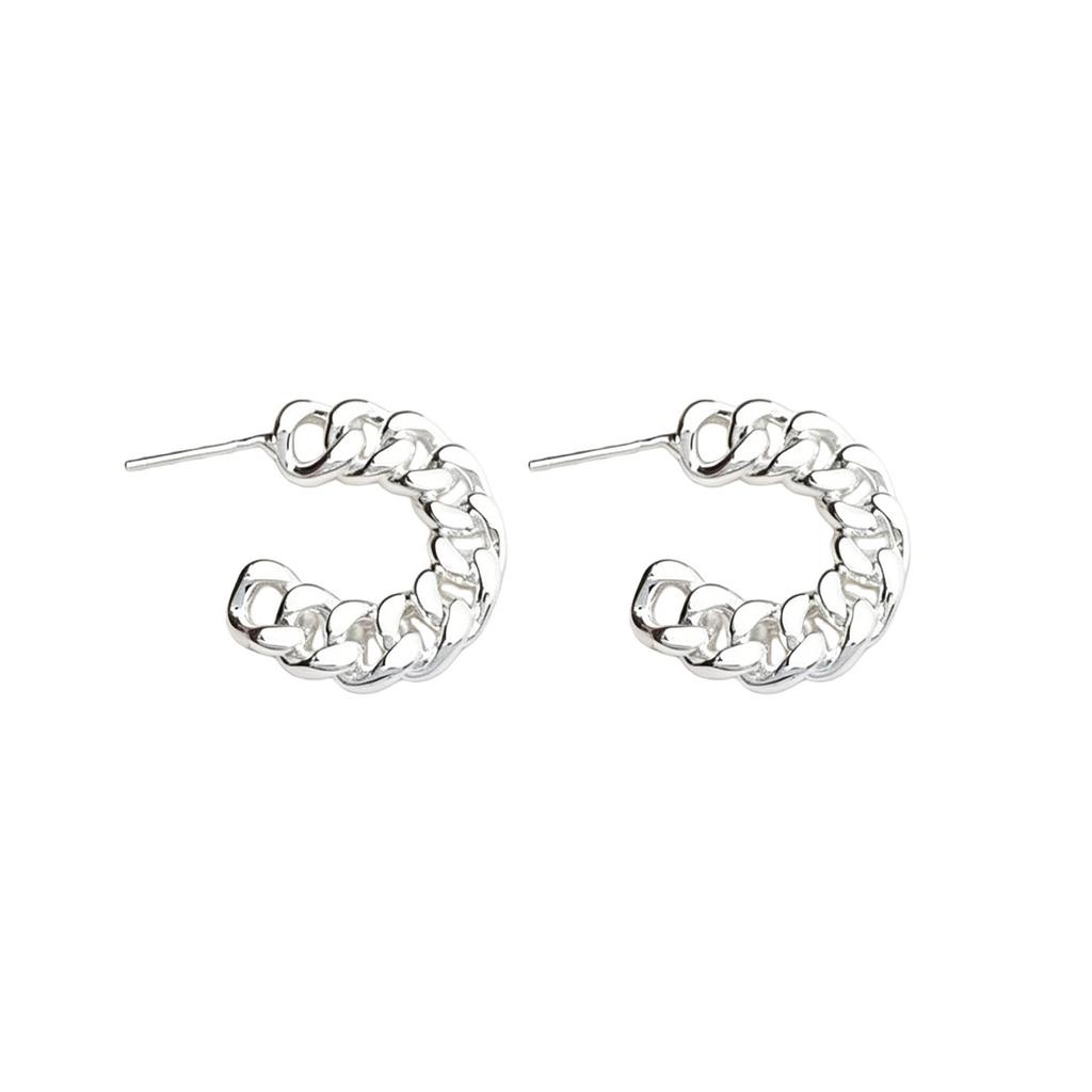 European and American cold wind C-shaped hollow chain earrings s911 silver needle personalized earrings niche trend high-end earrings