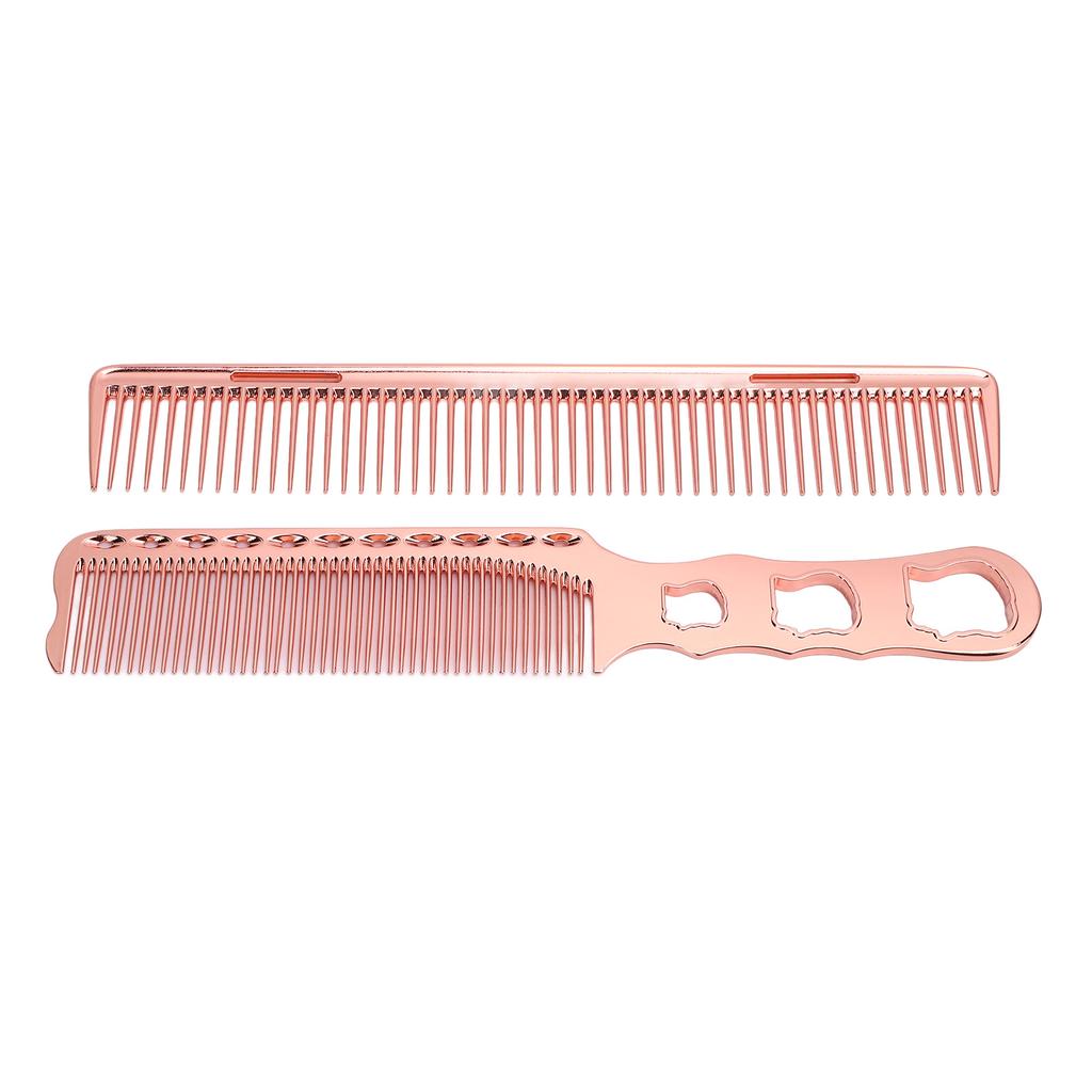 2 Stück Aluminium Haarkamm Feinzahn Hitzebeständig Haarstyling Metallkamm für Salon