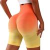 High-Waist Seamless Gradient Yoga Shorts - Women's Peach Butt Slimming Three-Quarter Length for Running & Fitness