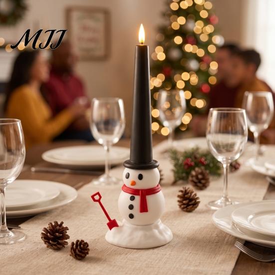 Unique Holiday Interior Lighting Christmas Candle Light, 3D Printed Santa Snowman Tree Light with Remote Decor Control, LED Ghost Flameless