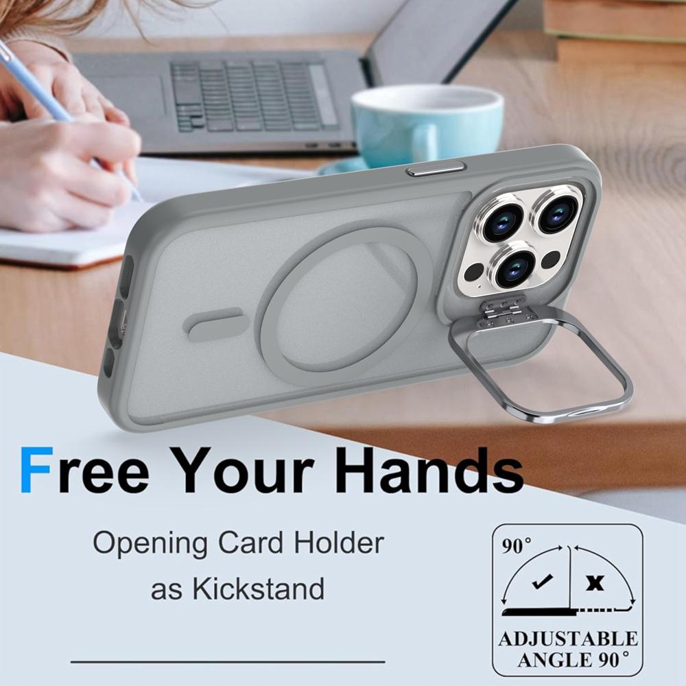 KEYSION Lens Stand Magnetic Phone Case for MagSafe for iPhone 13 14 15 Pro Max 15 Plus Matte Translucent Shockproof Back Cover