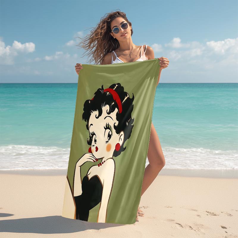 1Pc Betty Boop Dress Beach Towel Microfiber Beach Towel Thin Absorbent For Beach Swimming Yoga Bath Sports 09176
