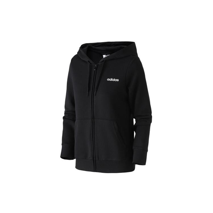 adidas Sweatshirts Unisex Black Hooded Moderate Cardigan DP2414