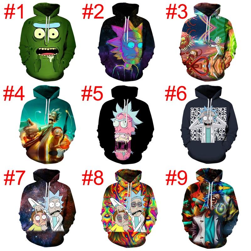 3d And Rick Print Womenmen Pullover Hoodie Sweatshirt Tops Jumper