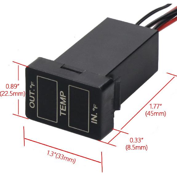 Car Internal and External Temperature Display, Fahrenheit Temperature, Dual Temperature Sensors Use for Toyota (Type A)