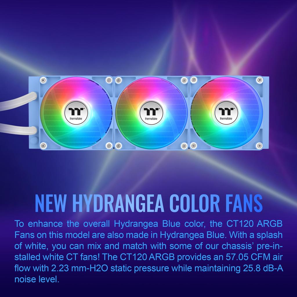 Thermaltake TH360 V2 Ultra ARGB SyncAlO Liquid CoolerARGB Fans 120 X 3PWM 500~1500rpmWater Block 2.1-inch LCDHydrage Blue CL-W420-PL12BU-A