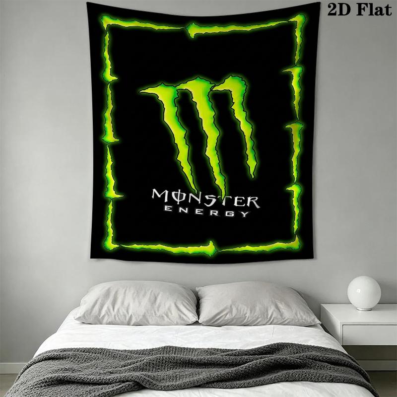 Monster Energy Wall Tapestry Aesthetic Wall Hanging Printed Fabric Blanket Decorative Tapestries for Bedroom Living Room Home Decor