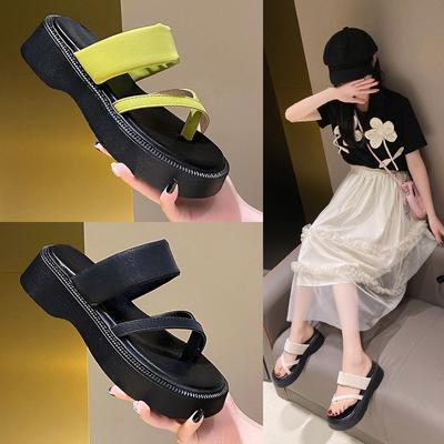 Fashion Slippers Women Wear Versatile Flip-flops Women 2025 Summer New Versatile Toe Thick Bottom Non-slip Moisture Muffin Clip