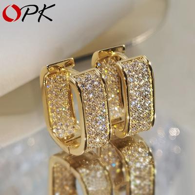 Luxuriöse modische Ringe mit Zirkonia für Frauen, Accessoires für die Braut aus Gold, Hochzeitsohrringe, ein Geschenk zum Valentinstag, Schmuck