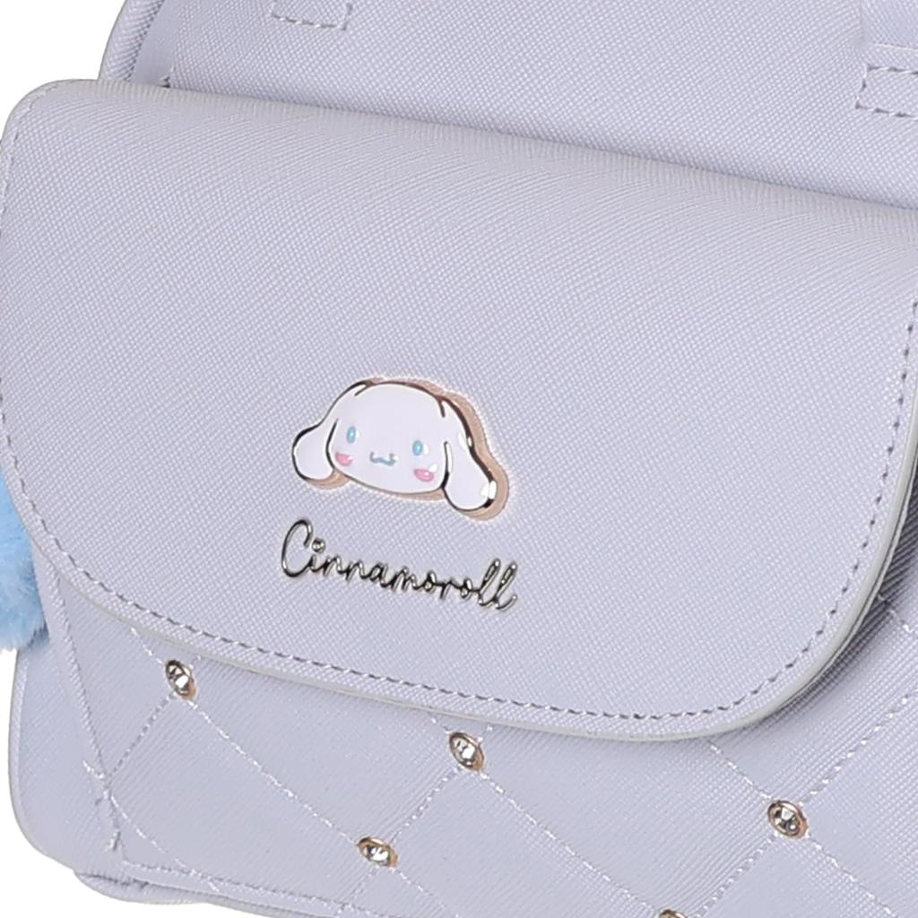 Sanrio Characters Boston Shoulder x x Synthetic Leather Bag, 16.5 19.5 10cm, 347g, (Cinnamoroll)