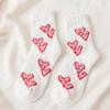 5/10 Pairs Comfortable Casual Autumn Winter Coral Fleece Socks for Women Warm Heart Shaped Floor Socks Cute Thickened Mid Calf Socks for Girls