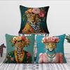 Comfortable Soft Fashion Pillow Case Wreath for Leopard Sofa Living Room Home Office Decor Portrait Goat With Europe and Protect