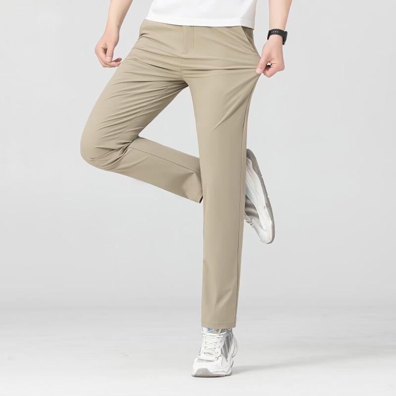 Men's Relaxed Fit Straight Leg Elastic Waist Casual Trousers