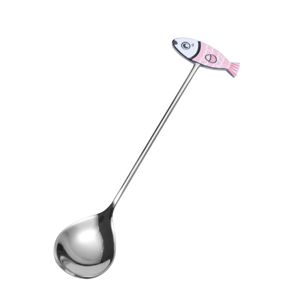 Creative Polished Cat Fish Stainless Steel Spoon Japanese Korean Style Stirring Spoon Teaspoon Colorful Dessert Spoon Gifts