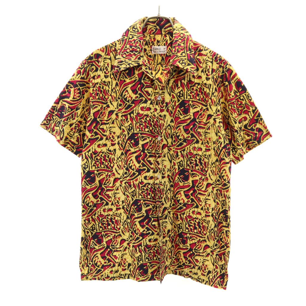 PAISAL 80s 90s Old Overall Handle Short Sleeve Open Collar Shirt M Yellow Men's Used