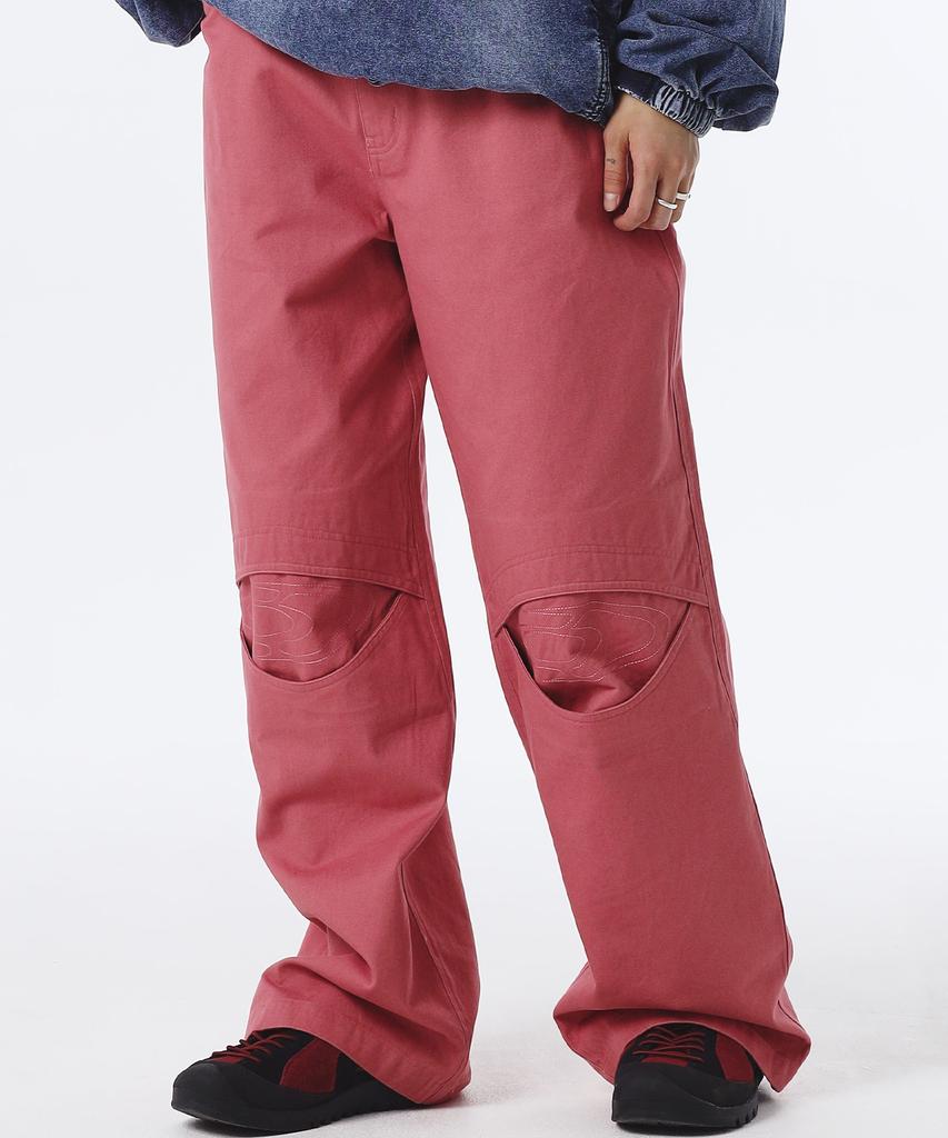 TRAVEL Knee Logo Twill Pants Pink