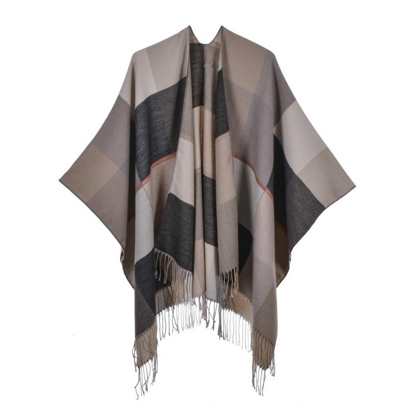New women's scarf shawl retro fashion jacquard split fork thickened warm shawl cape
