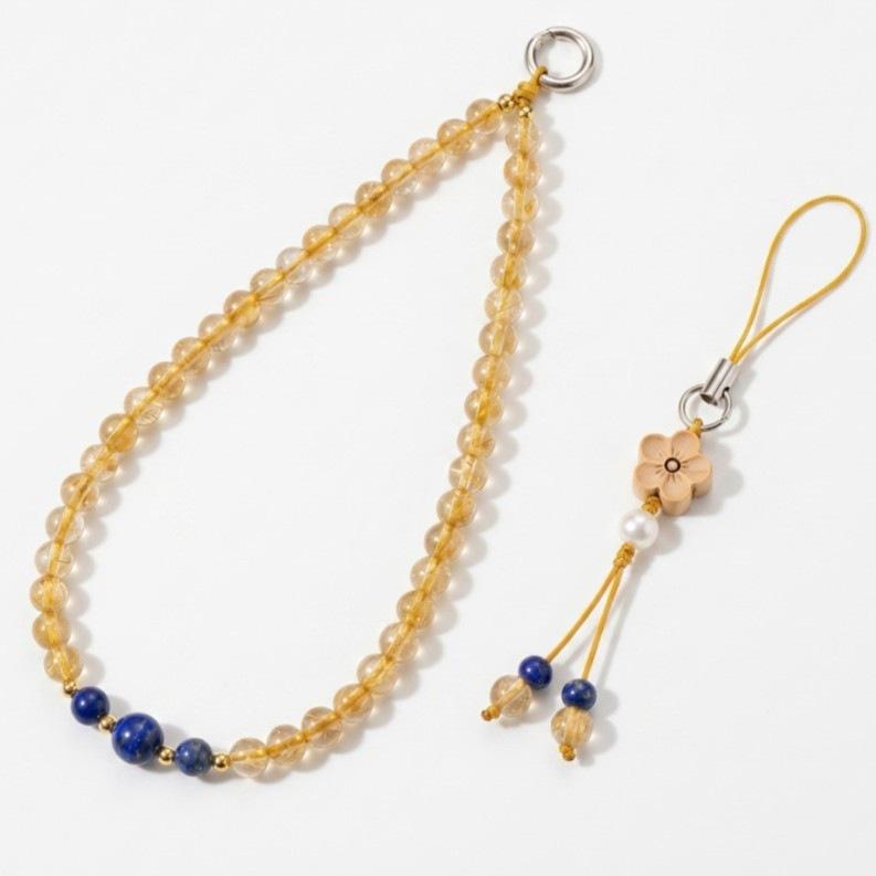 Chaîne de téléphone naturelle en cristal doré pour femmes, style bracelet, cordon de téléphone exquis haut de gamme, mode de niche, vintage et artistique