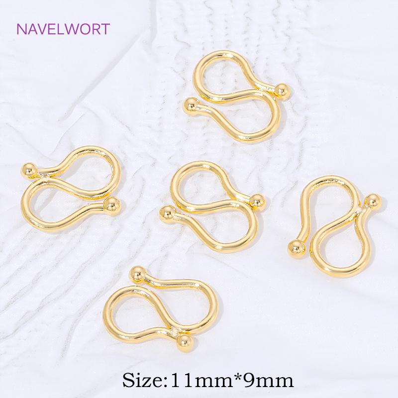 18K Gold Plated Brass S Shape End Clasps Hooks Chain Connectors For Jewelry Making DIY Handmade Bracelets Necklace Accessories
