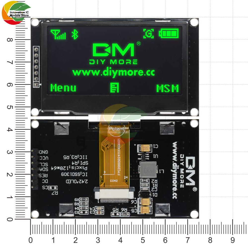 2.42" OLED Digital LCD Screen OLED Display Module C51 Board For Arduino White SSD1309 STM32 Diy Electronic 2.42 Inch 128X64