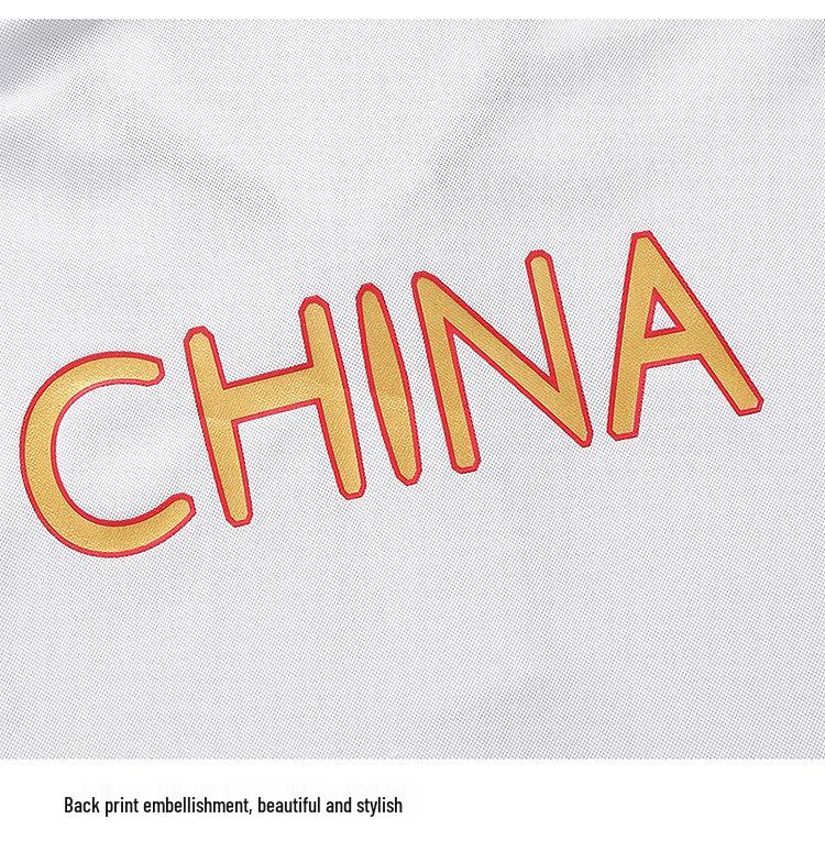 Unisex Customized Chinese Team Lapel T-Shirt for Athletes - National Uniform & Taekwondo Coach Workwear, Polo Style, Short-Sleeve Summer Top.