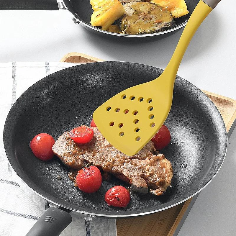 Set of 7 silicone spatula, high aesthetic and heat-resistant, double color, special spatula for frying, household utensils