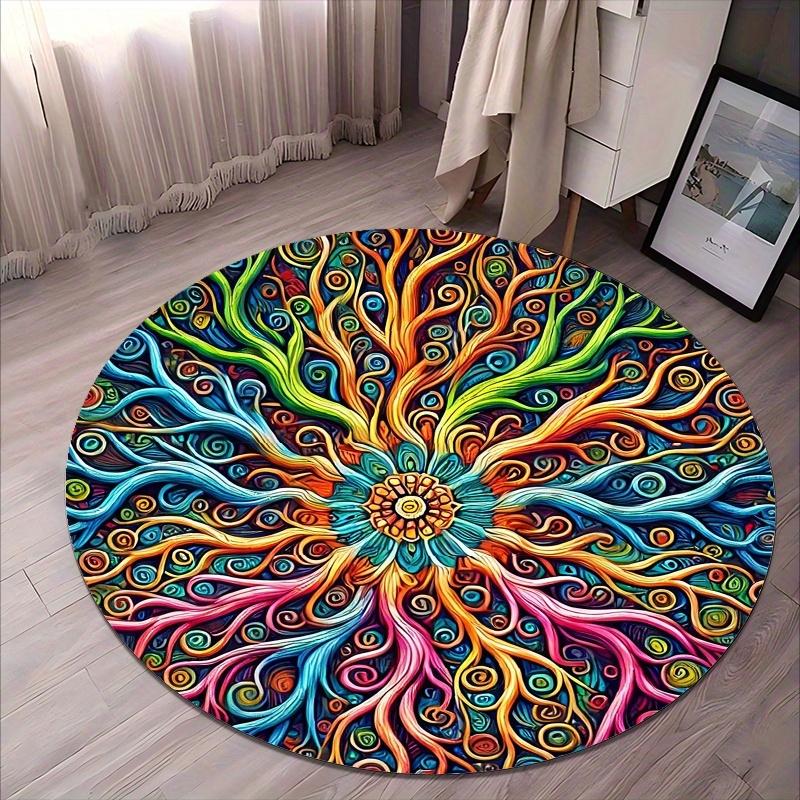 

Vitality Mandala Pattern Flannel-printed round floor mats are slip-resistant Suitable living room bedroom terrace garden carpets 60cm