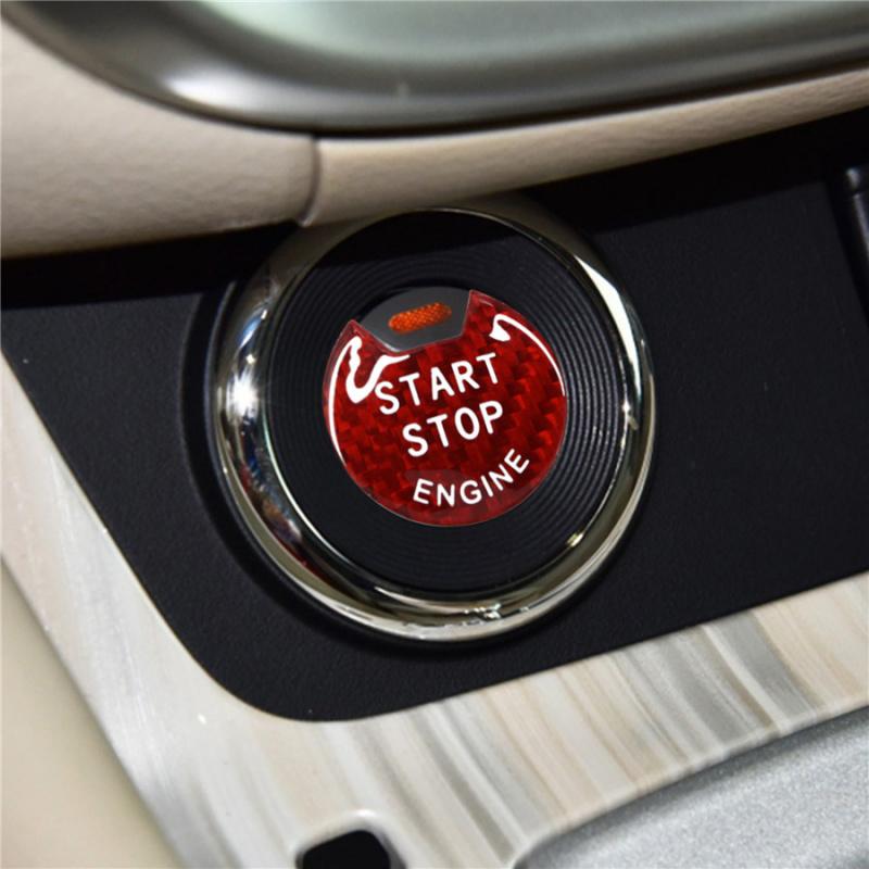 Red Keyless Engine Start Button Cover Made Of Real Carbon Fiber For Nissan Infiniti