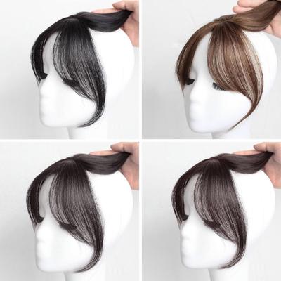 Women Clip-in Bangs Natural Wispy 3D French Bangs Forehead Hair Extensions Black Brown Side Bangs Fringe Wig Hairpieces