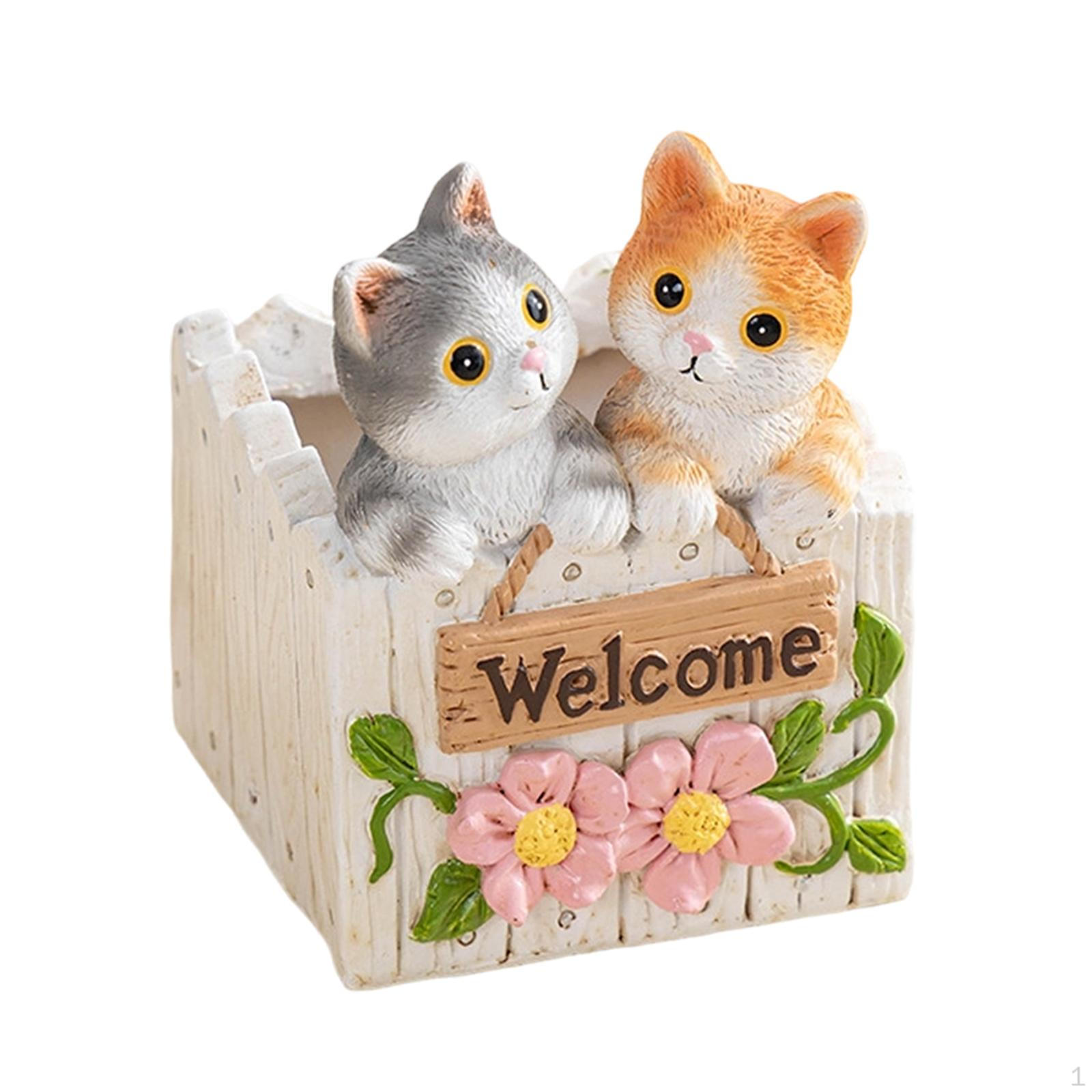 

Resin Cat Planter Pot Flower holder Creative Home Decor Ornament Small Bonsai for Outdoor