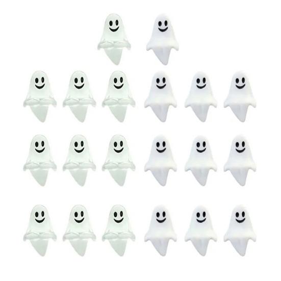 20 Pcs Halloween Sitting Ghost Figurines Miniature Ghost Statues Cute Spooky Happy Ghost Ornaments for Indoor Outdoor Garden Lawn Tabletop Decor