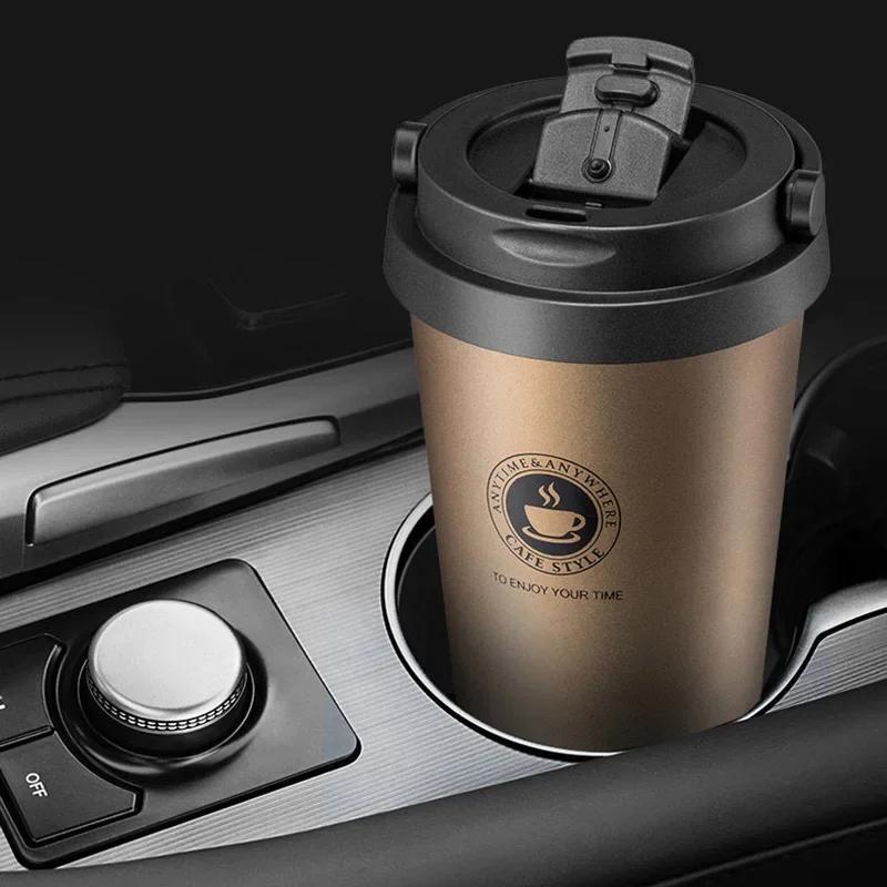 500 ml Isolerad Resemugg för Kaffe Dubbelvägg Läckagesäker Termosmugg Vakuum Rostfritt Stål Te Tumbler med Lock och Handtag