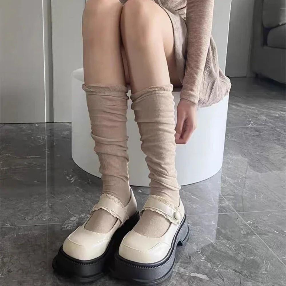 1 Pair Solid Color Thigh High Stockings Loose Ballet Hosiery Sweet Lolita Socks for Women