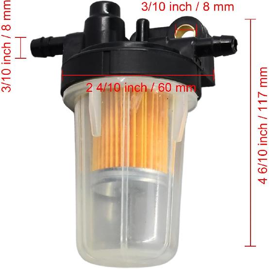 Fuel Filter Assembly 6A320-58862 6A320-58830 6A320-59930 Compatible with Kubota L B M Series RTV Tractor L2501 L2800 B2710 B2910 RTV900 M5640 2PCS