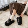 French Mary Jane fluffy shoes for women's outer wear 2025 winter new velvet warm one pedal Doudou loafer cotton shoes