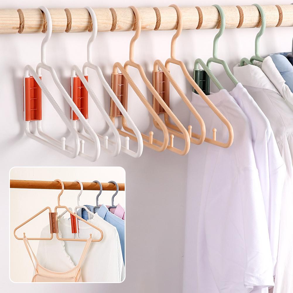 5pcs Portable Folding Clothes Hangers Foldable Clothes Drying Rack Travel Accessories Random Color