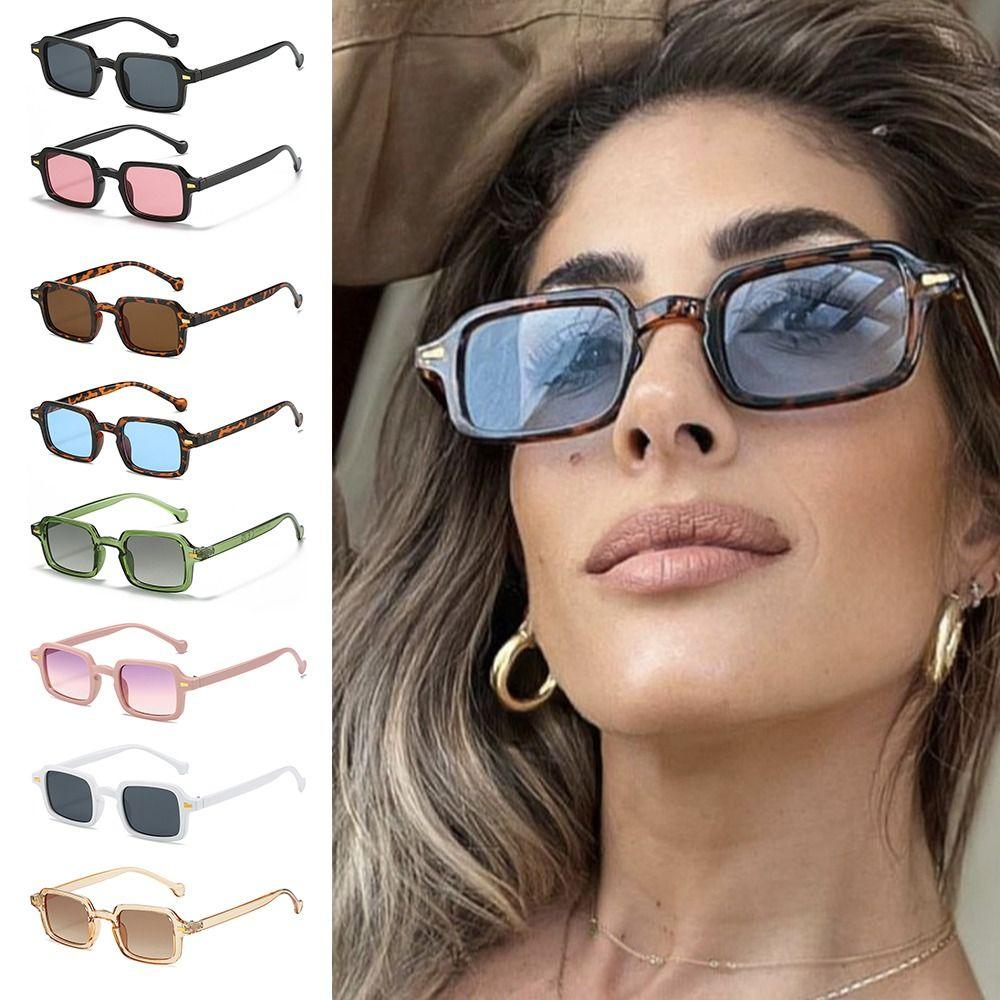 Retro UV400 Gradient Men Sun Glasses Square Sunglasses Rivets Decoration Women Shades